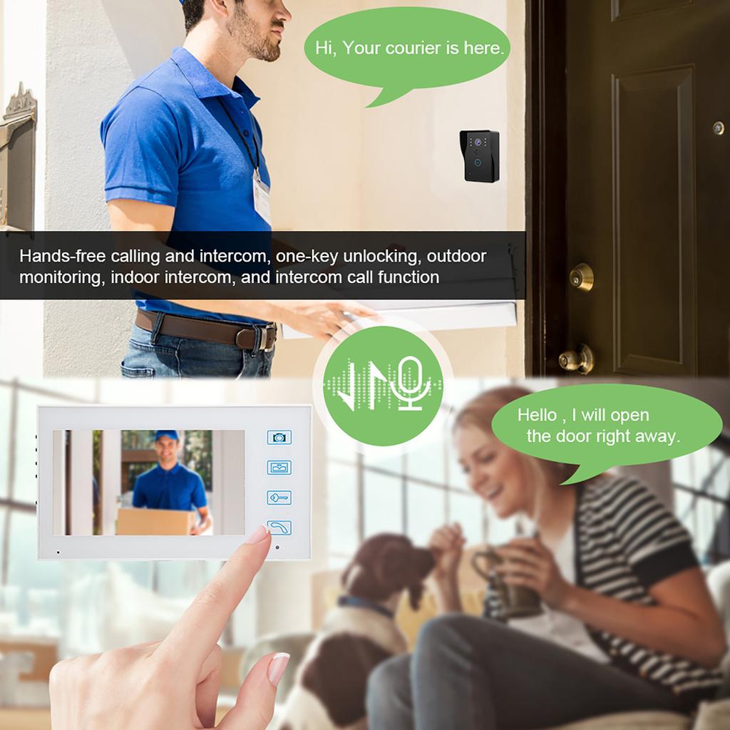 7in TFT 2V1 2.4G Wireless Video Door Phone Infrared Night Vision Intercom Camera Waterproof Doorbell
