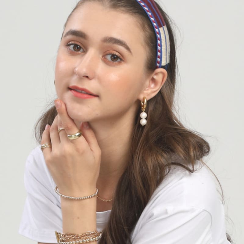 LALA Этническая полосатая повязка для волос - M Синяя