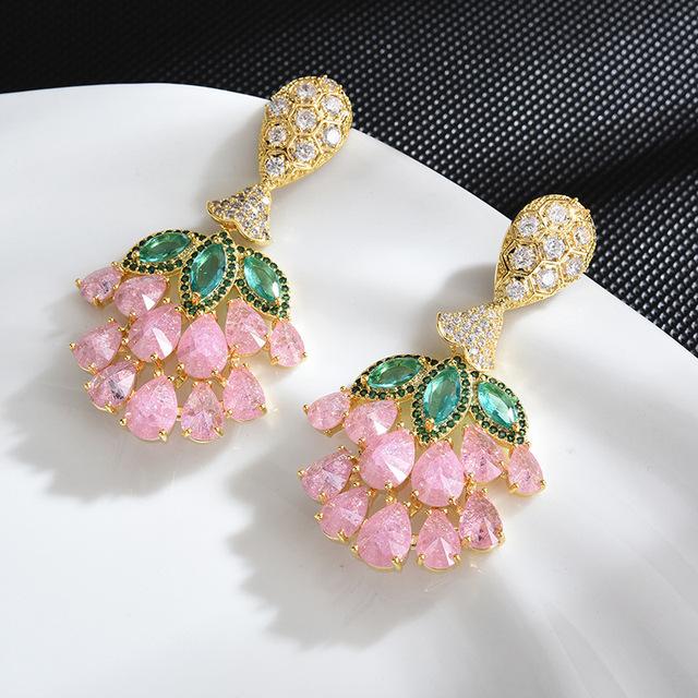 Серьги из серебра 925 пробы с иглами и трендовыми виноградными серьгами для женщин, цветные серьги с цирконием, темпераментные серьги, женские аксессуары для ушей