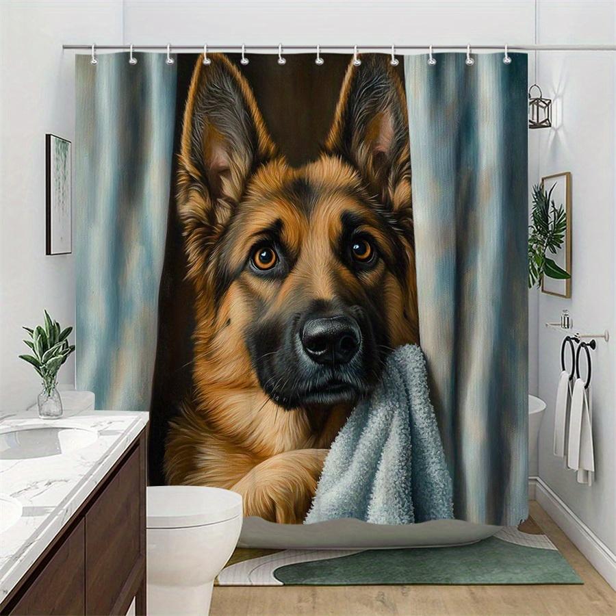 German Shepherd Dog Shower Curtain Waterproof Easy To Clean Privacy Protection Print Pet Art Design Modern Durable Materials