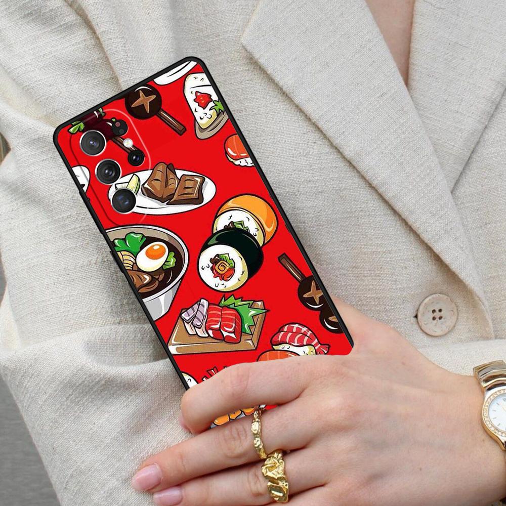 Kawaii Sushi Crowd Cell Phone Case for Samsung Galaxy S26 Ultra S25 S24 S23 S22 S21 S20 Note10 Cover