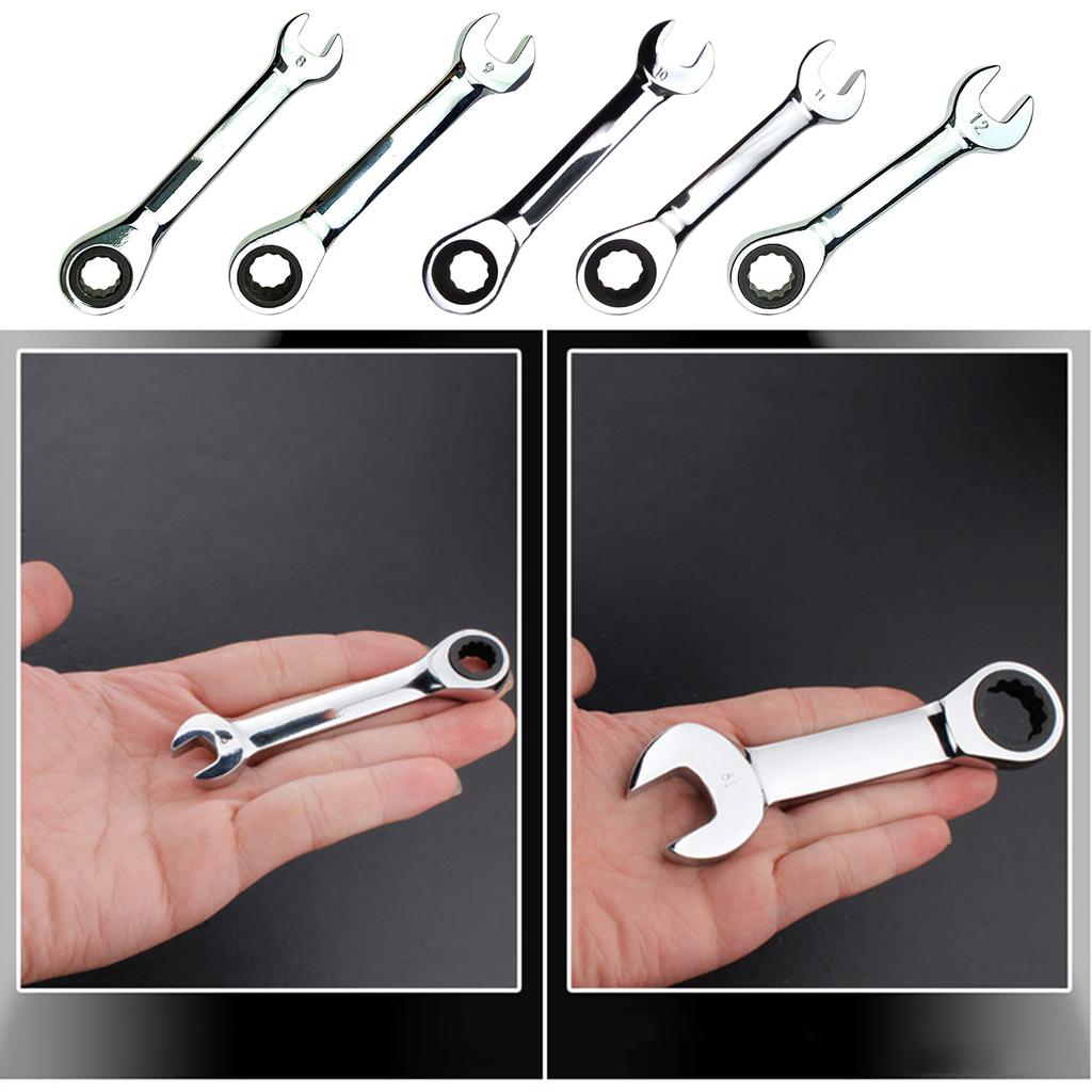 Short Handle Ratchet Wrench Reversible Combination Single Wrench 8-18mm Ratchet Socket Wrench Replacement Easy To Use