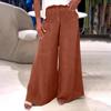 Ladies' Fashionable Loose Solid Color Casual Wide Leg Pocket Straight Leg Pants