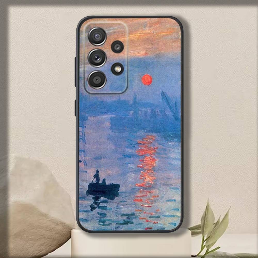 Чехол Art M-Monet Claudes для телефона Samsung S 25, 24, 23, 22, 30, 21, 10, 9, Ultra, Plus, Lite, FE, 4, 5 G, мягкий черный.