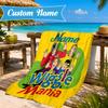 Custom Name Beach Towel Ready Wiggle Microfiber Beach Towel, Lightweight for Summer Travel, Swimming Pool Fan Birthday Gift