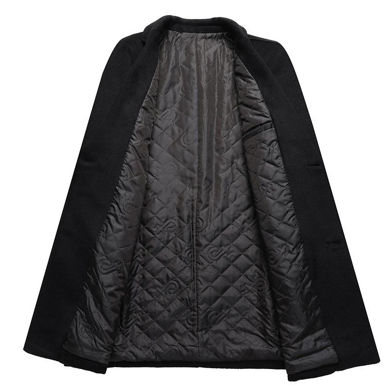 Осенне-зимнее мужское шерстяное пальто средней и длинной длины с воротником из костюма, утолщенное шерстяное пальто с хлопком, тренчкот, мужское пальто