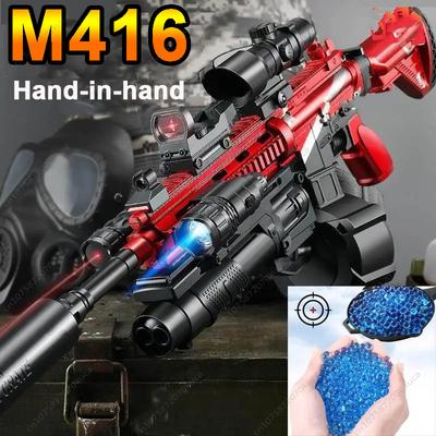 Burst M416 полностью автоматический игрушечный пистолет с гелевой пулей, ручной, двойной магазин, интерактивная игра для родителей и детей