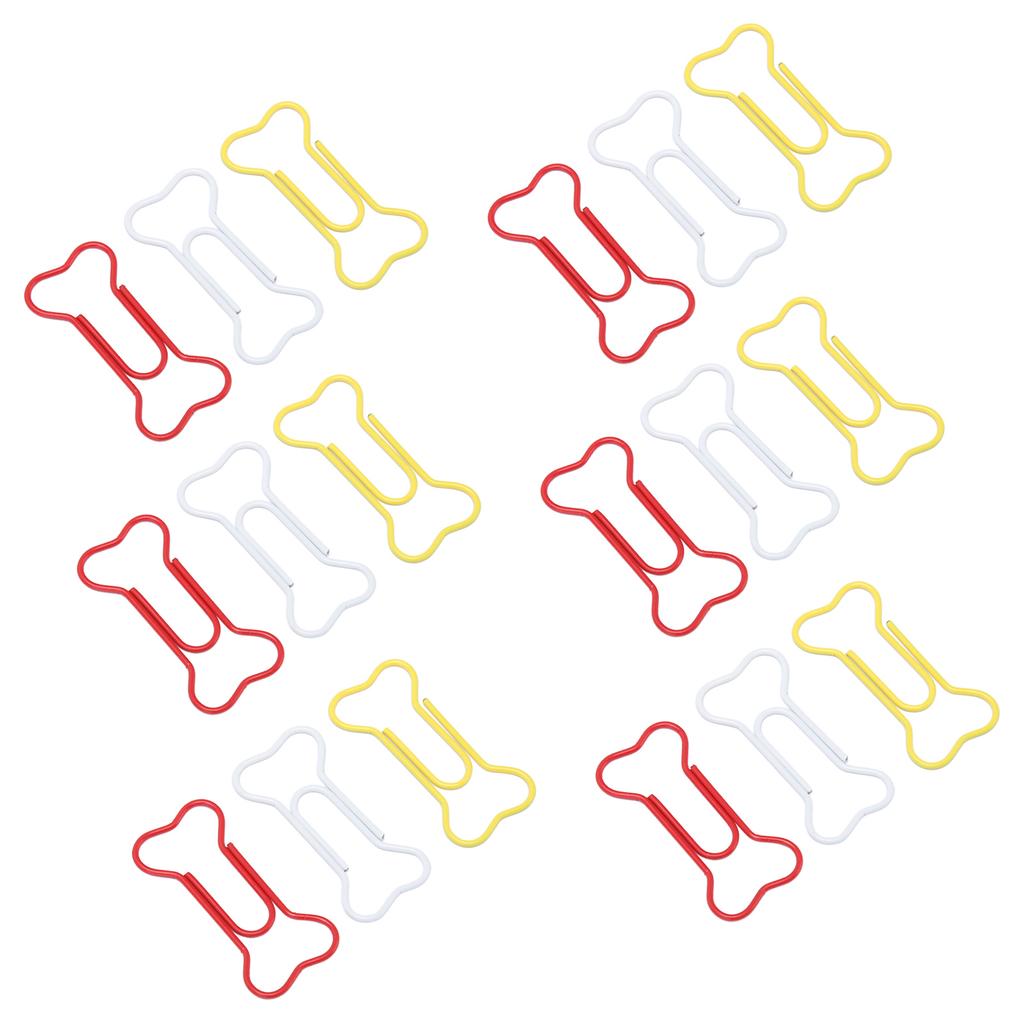100pcs Bone Shape Paper Clips Rustproof Plating Process Increased Slip Resistance Cute Metallic Paper Clips for Office