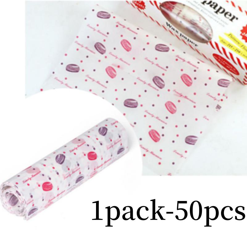 50pcs Food Wax Paper Bread Sandwich Wrapper Picnic Basket Lined Snacks Greaseproof Water-Repellent Paper Kitchen Baking Tools