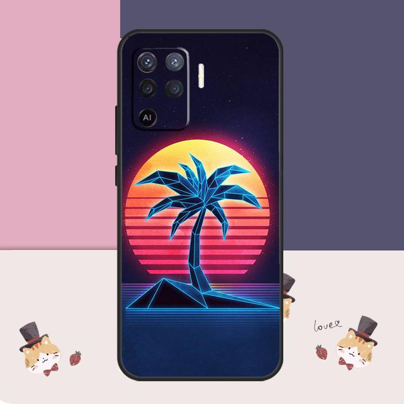 Ретровейв Неоновое Пальмовое Дерево Чехол Для Oppo A60 A40 A80 A5 Pro A15 A16 A17 A57 A77 A94 A74 A54 A76 A96 A18 A38 A58 A78 A98