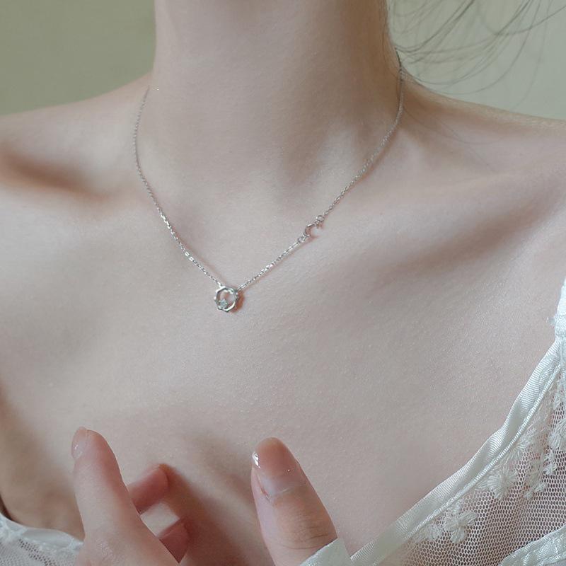 Подвеска-ожерелье из серебра S925 с покрытием 14K золотом, Луна и Звезда