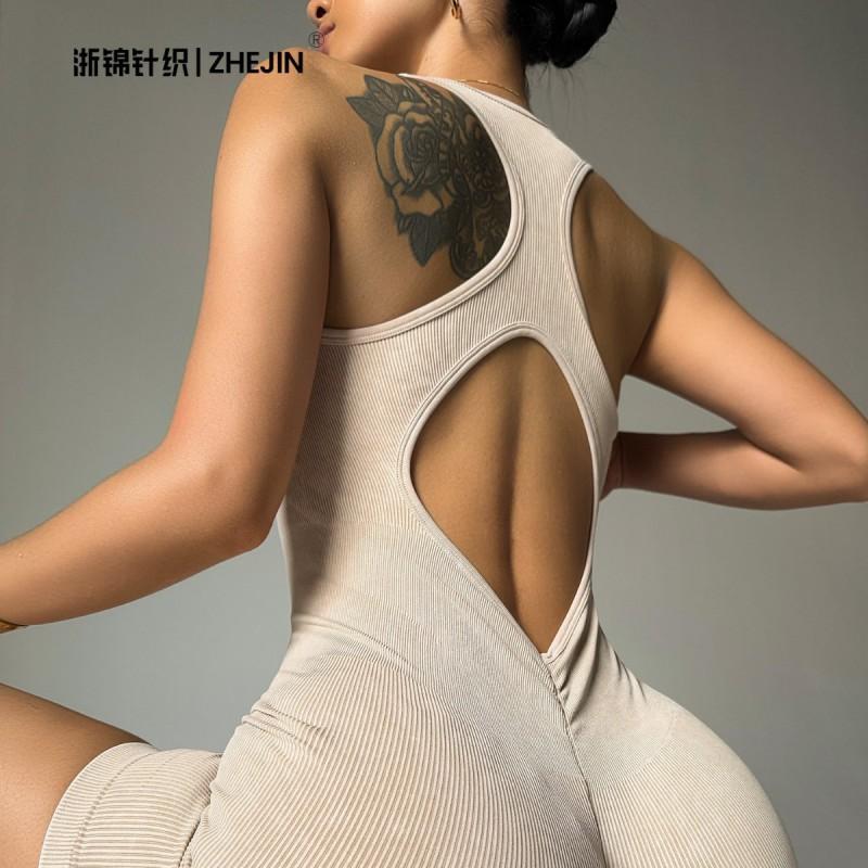 High Elasticity Sleeveless Sports Bodysuit Yoga Workout Fitness With Moisture Wicking Backless Design