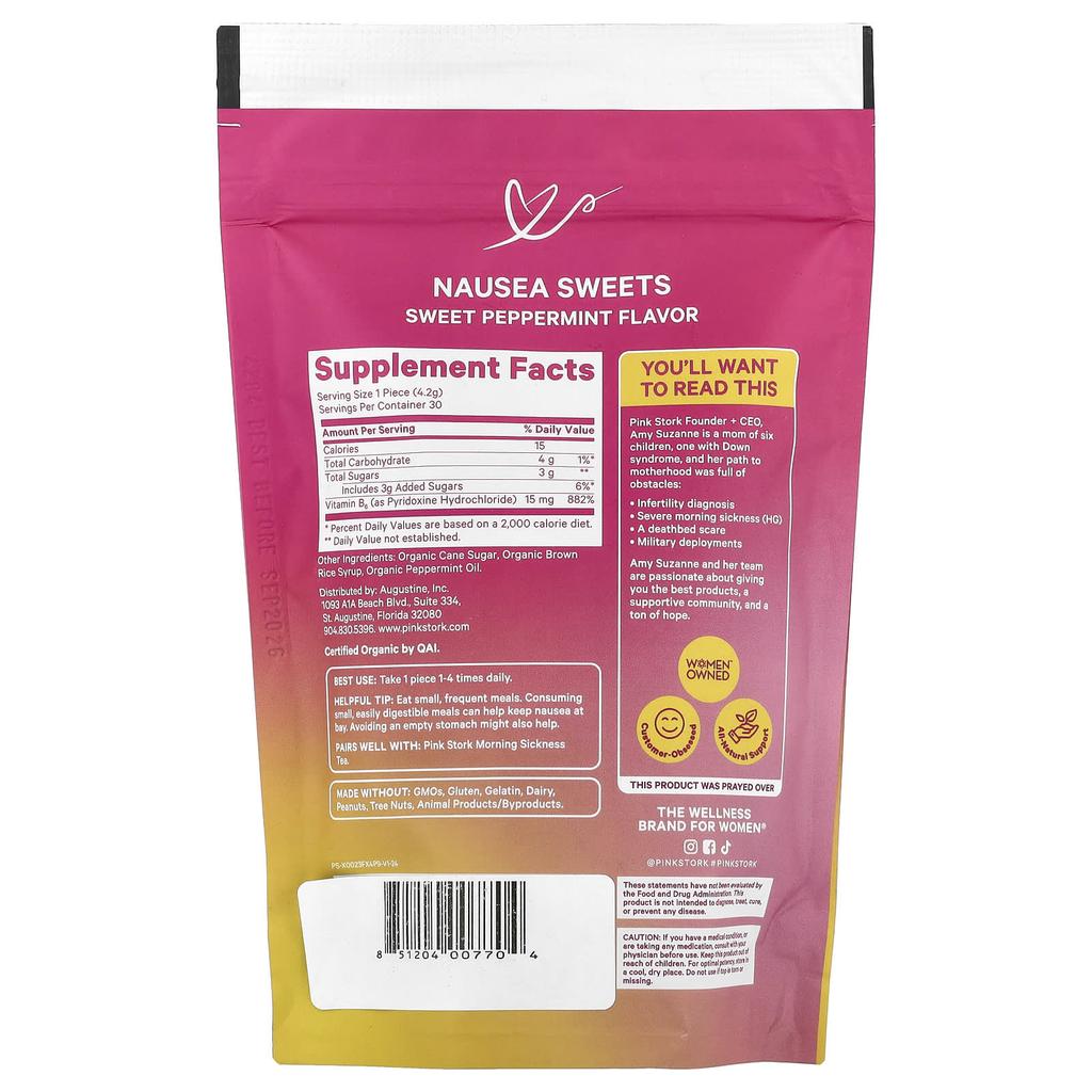 Anti-Nausea Sweet Peppermint Organic Lozenges 30 Tablets