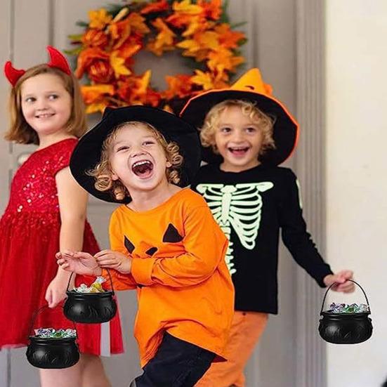 Хэллоуинский ведьминский котел на подставке Чаша для конфет на Хэллоуин Черный пластиковый держатель для конфет для украшения вечеринки на Хэллоуин