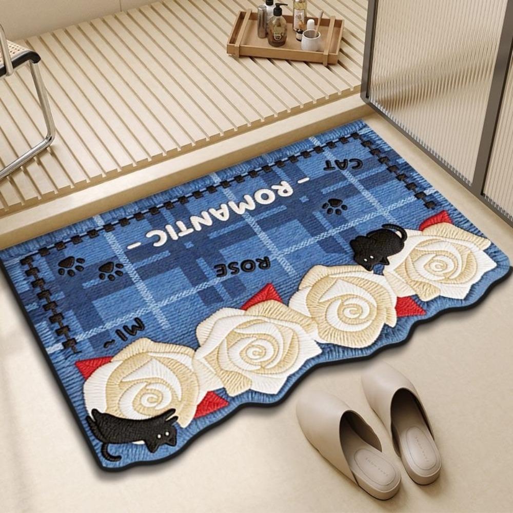 Roses/Sunflowers Bathroom Carpet Soft Bedroom Door Small Rug Durable Entrance Carpet Table Bedside