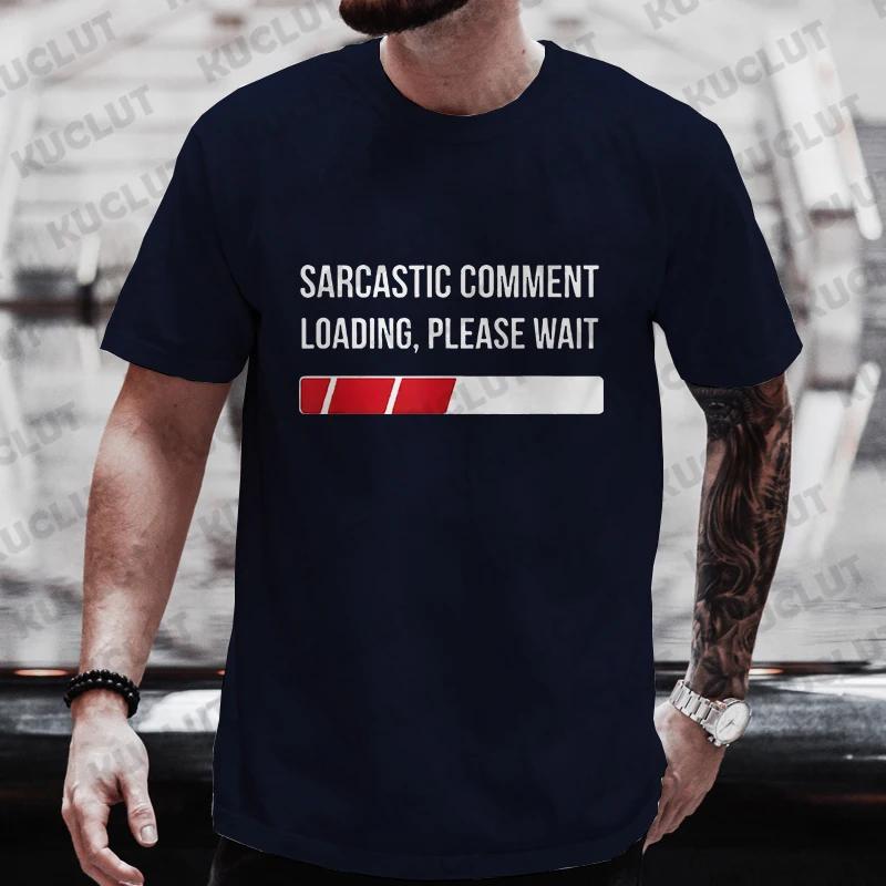 Трендовые футболки с принтом "Загрузка" Мужские Комментарий Загрузка Пожалуйста, подождите Креативная одежда Повседневные футболки Футболки с коротким рукавом Одежда