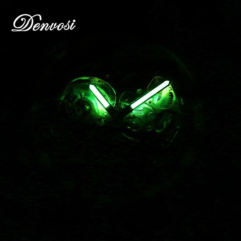 Fully Automatic Mechanical Watch Square Transparent Bottom Watch Men's Mechanical Night Light Men's Hollow Silicone Tape Watch