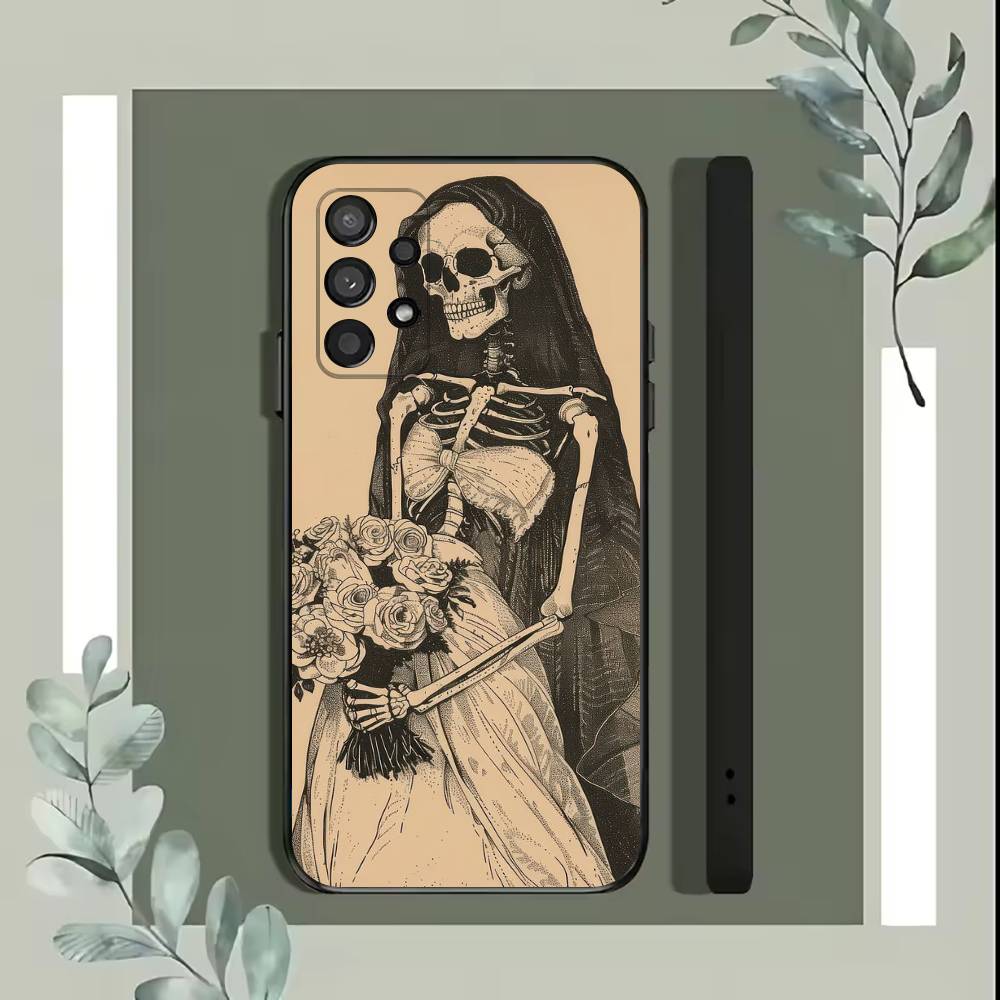 Skull Skeleton GrimReaper Phone Case For Samsung S25,S24,S21,S22,S23,S30,Ultra,S20,Plus,Fe,Lite,5G Black Cover