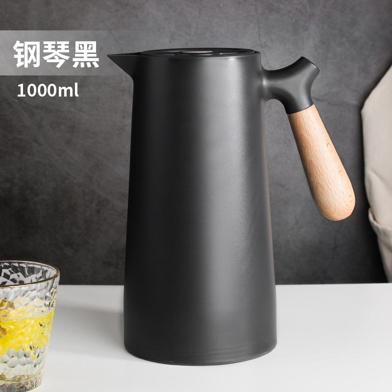 Multi Home Office Thermos 1L Double Wall Tea Coffee Hot Water Flask Kettle with Wooden Handle