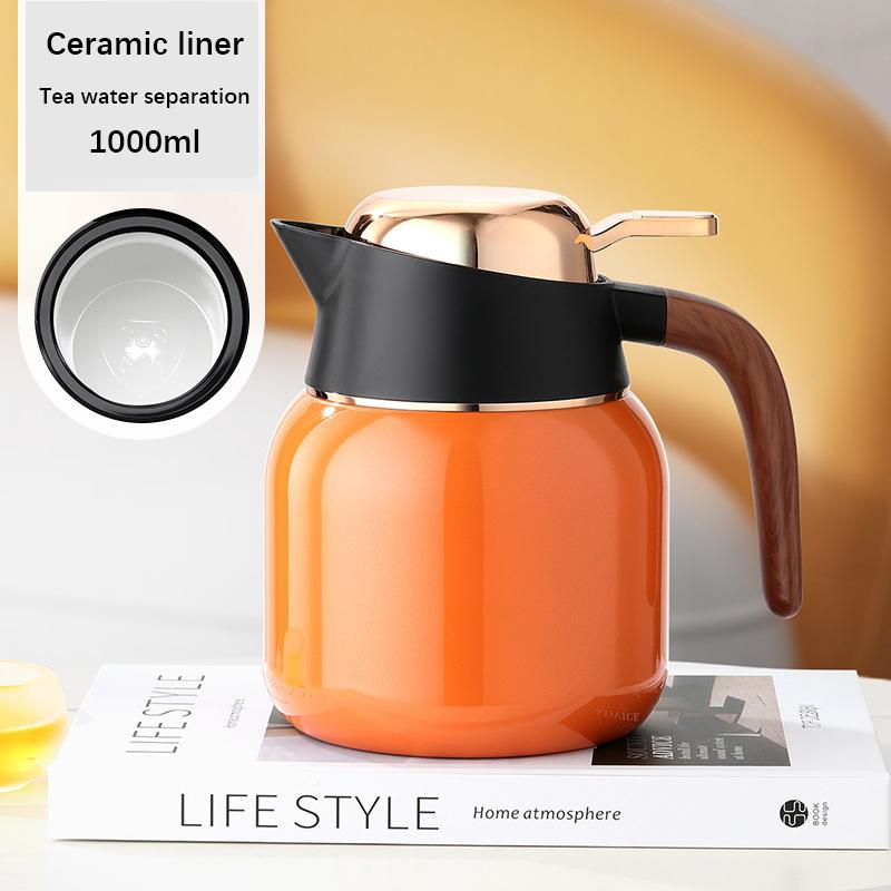 Керамический вкладыш из нержавеющей стали термос чайник для заваривания чая большой фильтр для чая большая емкость 1000 мл вакуумный термос бутылка стакан