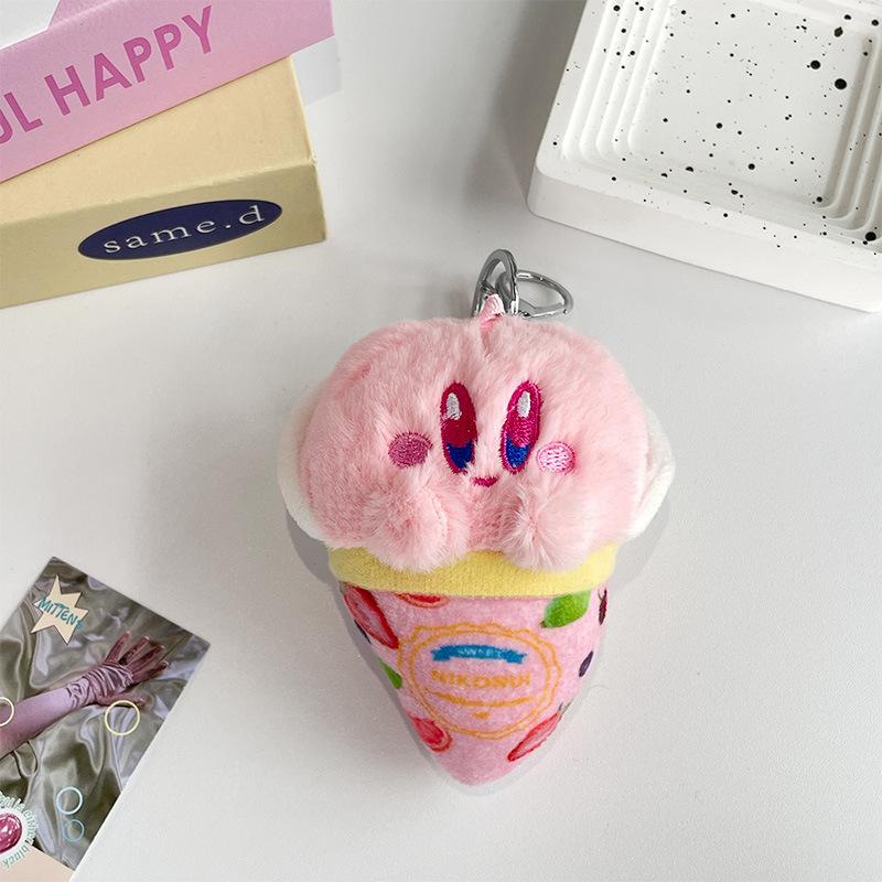 Новый мультяшный брелок для ключей в виде конуса и звезды, креативный плюшевый милый кулон в виде мороженого, парный стиль, подвесное украшение
