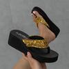 New Summer Sequin Slippers Wedges Flip-flops Women's Beach Slippers
