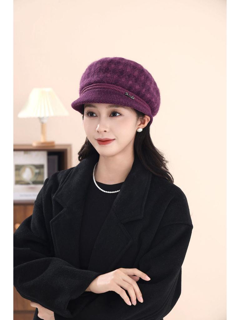 Элегантная теплая шерстяная кепка газетчика: Вязаная шапка в стиле ретро, удобная и универсальная, для пожилых мужчин и женщин