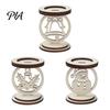 Wooden Tealight Candle Holder 3Pcs Christmas Holder, Detachable Stand with Hollow Stable Base Carved Snowman/Bell/Candle Patterns, Rustic Table