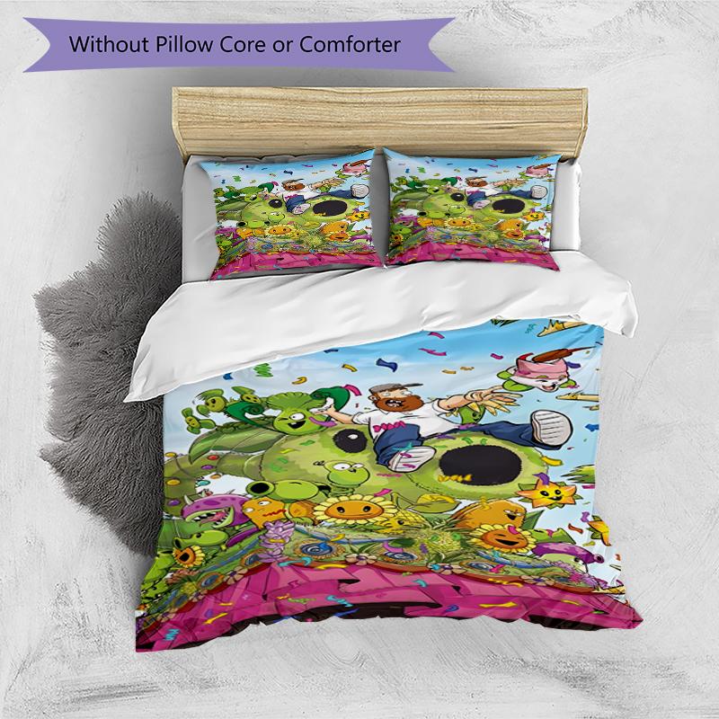 3pcs Plants vs. Zombies pattern bedding set duvet cover set includes duvet cover &pillowcases, perfect all season bedroom decoration & gift