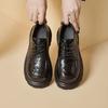 Лоферы женские 2025 осень новые кожаные на платформе на шнуровке универсальные увеличивающие рост маленькие кожаные туфли ретро коричневые JK женская обувь