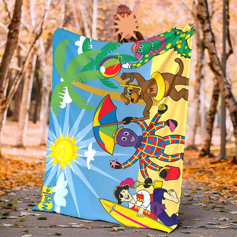 Wiggles Flannel Blanket Soft Warm All-Season Throw, Design for Camping, Car Travel, Hiking Sofa, Bed, Office Perfect Gift for Parties