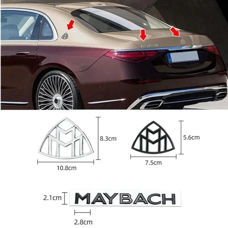 1pcs 3D ABS Maybach Side Emblem Car GLS GLE S500 Logo sticker Rear Bumper tail door trunk sticker Emblem styling Accessories