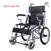 Portable Wheelchair Scooter Small Simple Folding Lightweight Inflatable Travel Elderly Trolley Foldable Armrest 20 Inch Large Tire