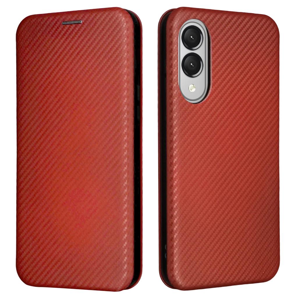 For Samsung Galaxy S25 Edge Case Carbon Fiber Texture Drop-Proof PU Leather Phone Cover