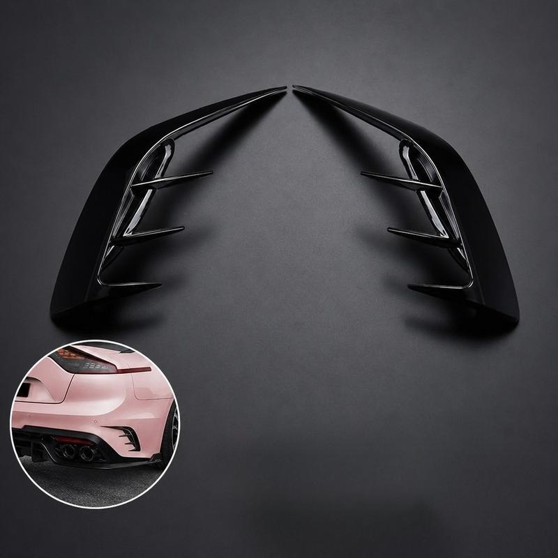 2pcs Gloss Black Rear Bumper Side Vent Canard Covers for KIA Stinger 2017-, ABS Car Styling