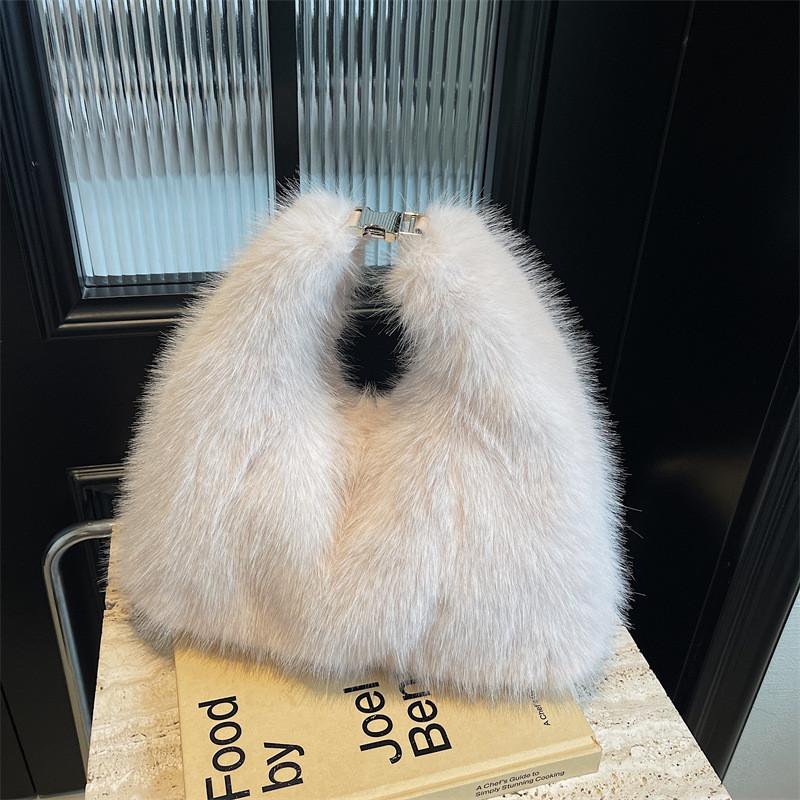 Ielgy One-Shoulder Trendy Plush Handbag Autumn Winter Fashion Large-Capacity Cross-Body Bag
