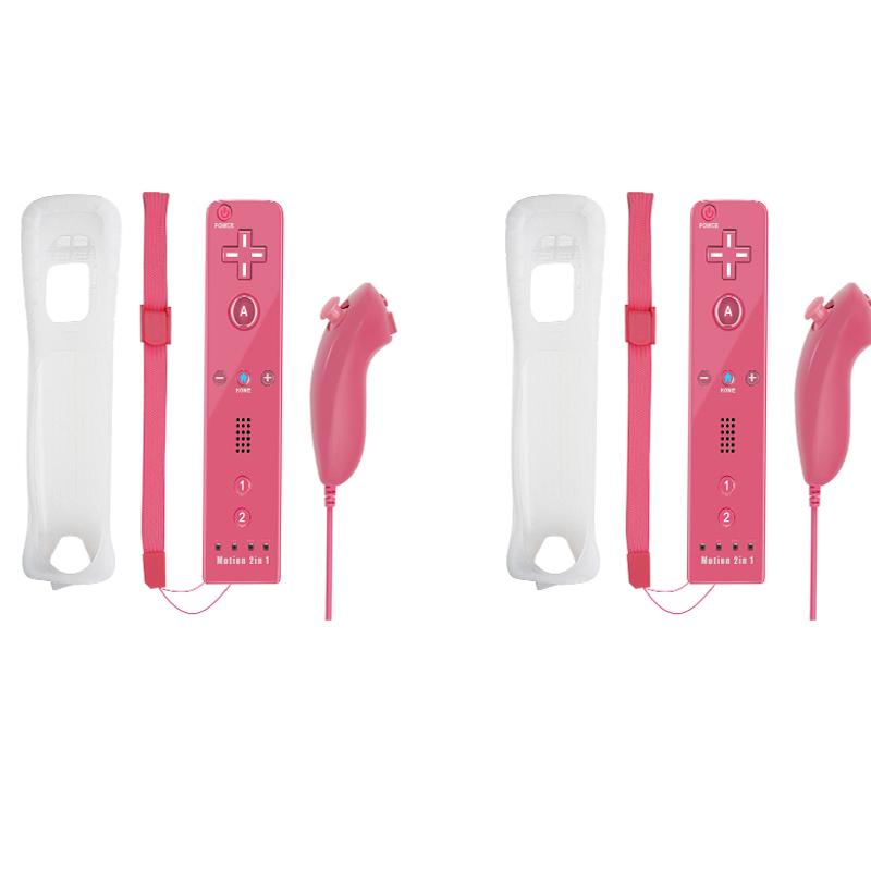 Набор из 2 контроллеров для Nintendo Wii 2-в-1 Опциональный Motion Plus Джойстик Беспроводной Пульт Геймпад с Силиконовым Чехлом Видеоигра