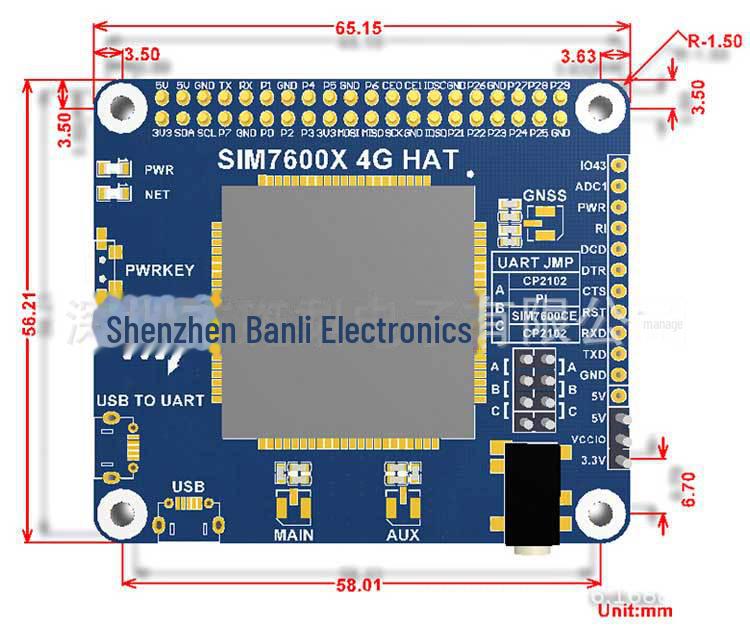 Плата расширения Raspberry Pi 4G с поддержкой 3G/2G и GNSS