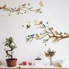 Creative Chinese Style Vintage Bird Sticker Living Room Sofa Wall Decor Stickers Mural Art 3D Tree Branch Green Leaves Stikers