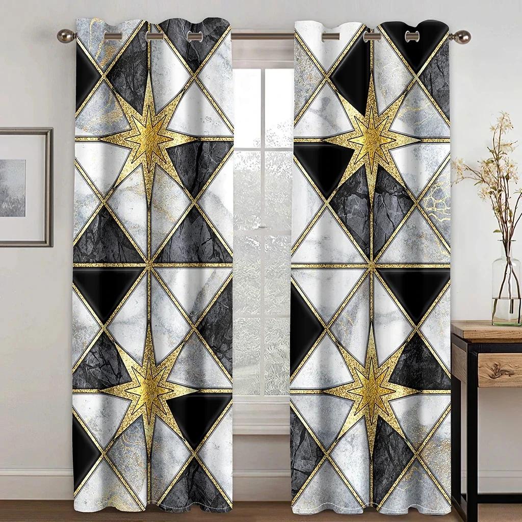 2 панели абстрактные геометрические шторы с мраморной текстурой и принтом для спальни, гостиной, оконные жалюзи от пола до потолка