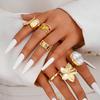 6-piece Set Of Liquid Flower Lava Rings With Fashionable Infinite Knot Design