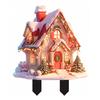 Christmas Snowy House Stake Acrylic Garden Decorative Stake Winter Village House Xmas Outdoor Decor Stake for Patio Lawn