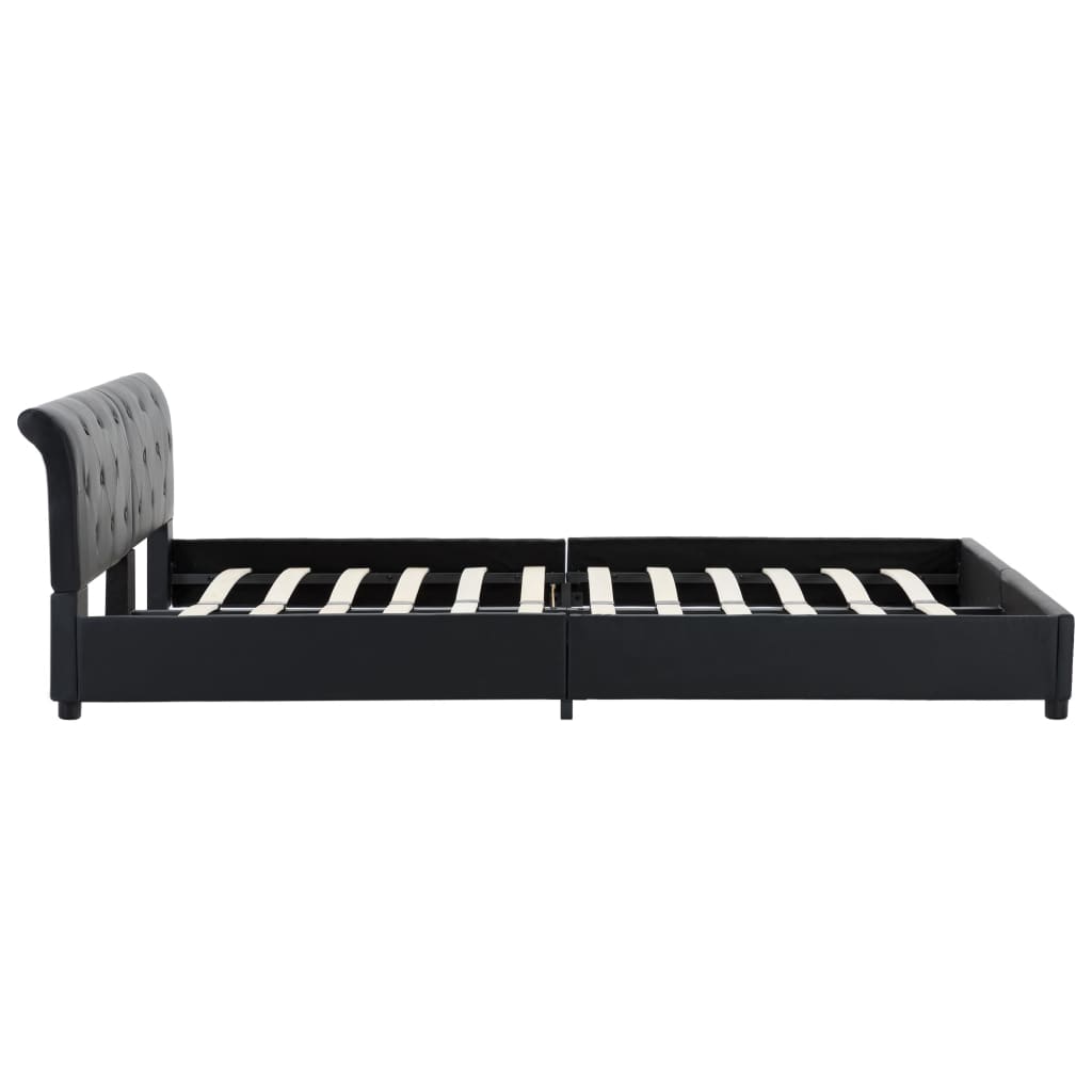 Bed Frame Black Faux Leather 160 * 200 cm