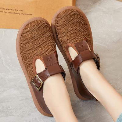 Женские туфли мягкие подошвы не устают ноги, летняя новая модная универсальная повседневная обувь, удобные однопедальные туфли для мам