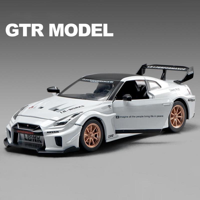 1:24 Skyline Ares GTR R35 Diecasts & Toy Vehicles Metal Toy Car Model High Simulation Pull Back Collection Kids Toys
