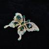 Retro Green Butterfly Brooch Crystal Butterfly Brooches Green Butterfly Suit Collar Pin  Daily