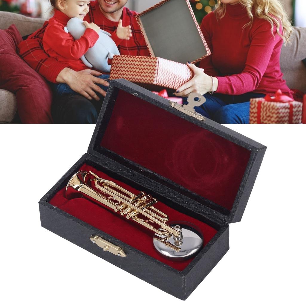  ature Trumpet   Brass Exquisite Design Romantic     Trumpet Model with Stand Case for Desk Bookshelf