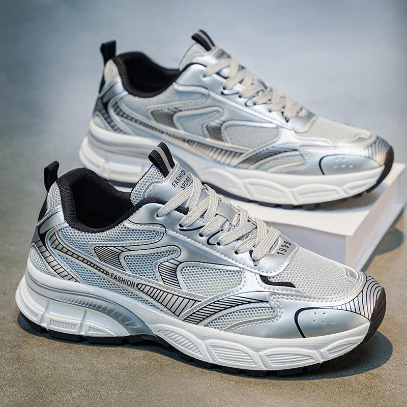Spring Summer New Mesh Shoes For Men Fashion Lace Designer Platform Casual Sneakers Male Solid Color Sports Running Shoes Man