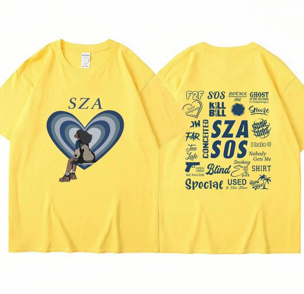 SZA новый музыкальный альбом SOS футболка унисекс женские модные футболки больших размеров в стиле хип-хоп Harajuku Повседневная хлопковая летняя футболка уличная одежда Y2K