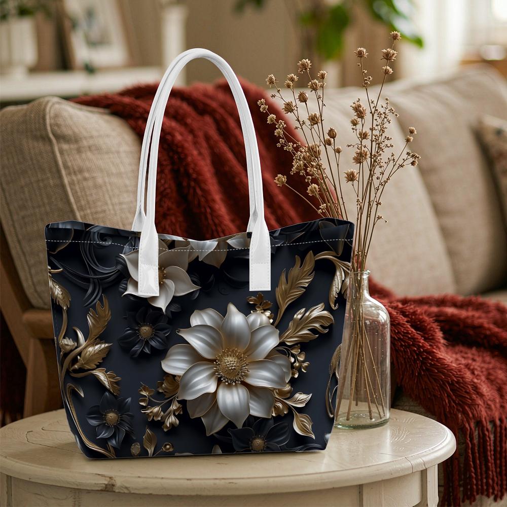 Elegant Floral Print Women's Fashion Tote Bag for Daily Shopping Commute